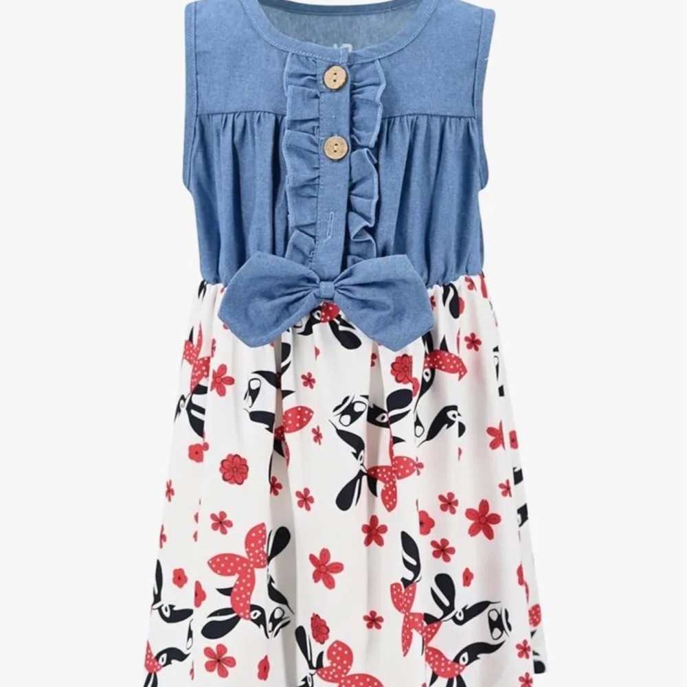 Charming Blue and Red Kids Dress